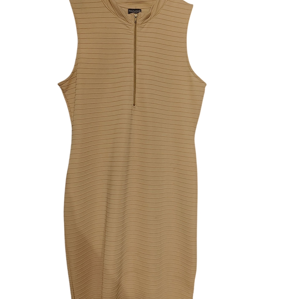 Rouge! Sleeveless Beige Midi Dress